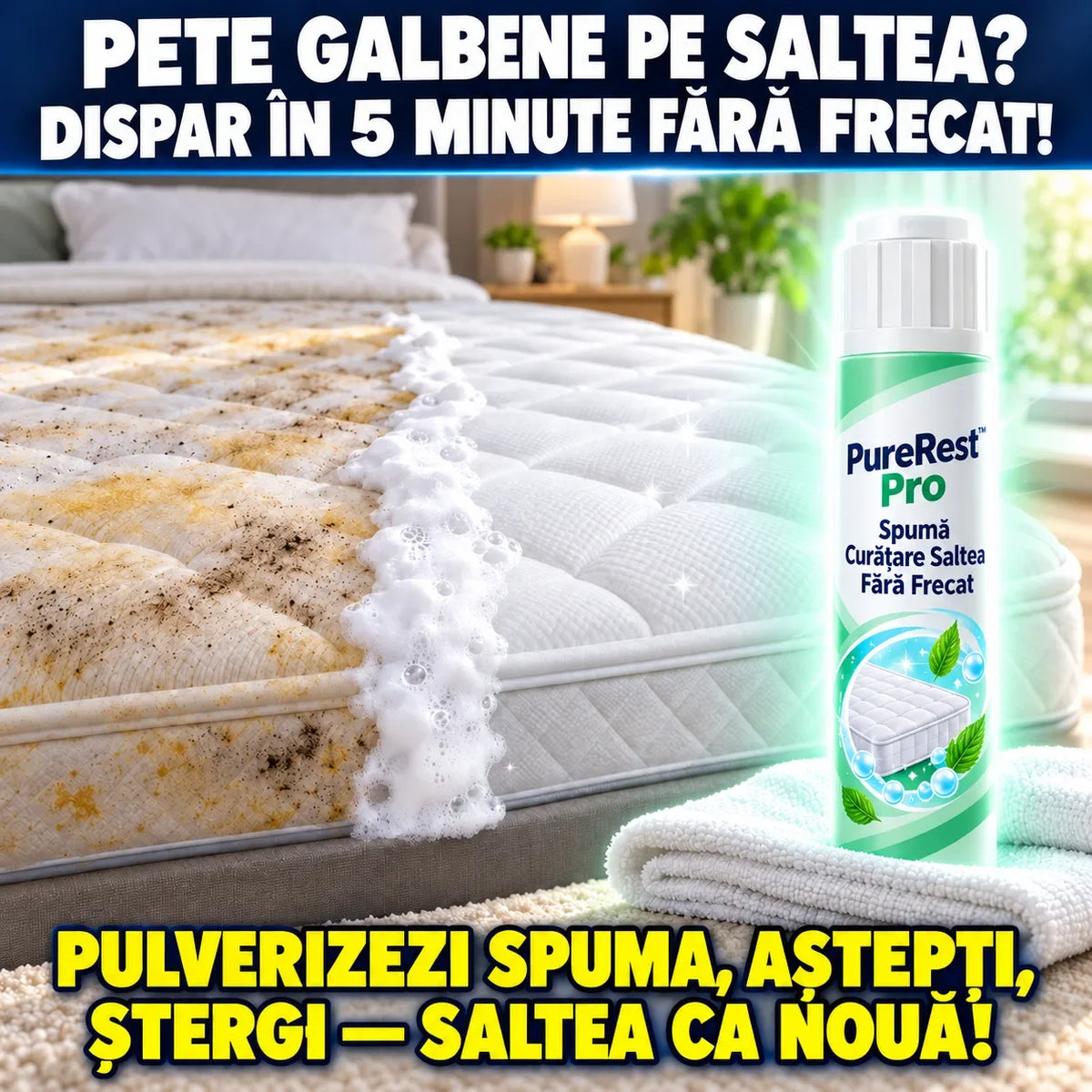 Spumă de curățare pentru saltele